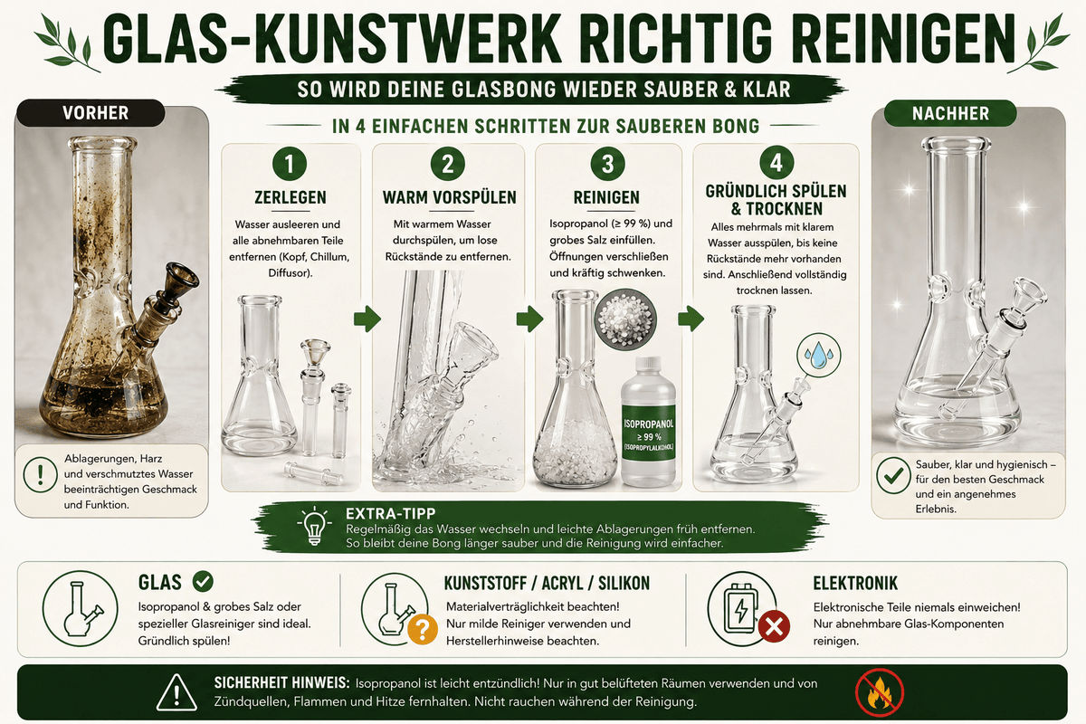 Bong reinigen: So bekommst du deine Glasbong wieder sauber