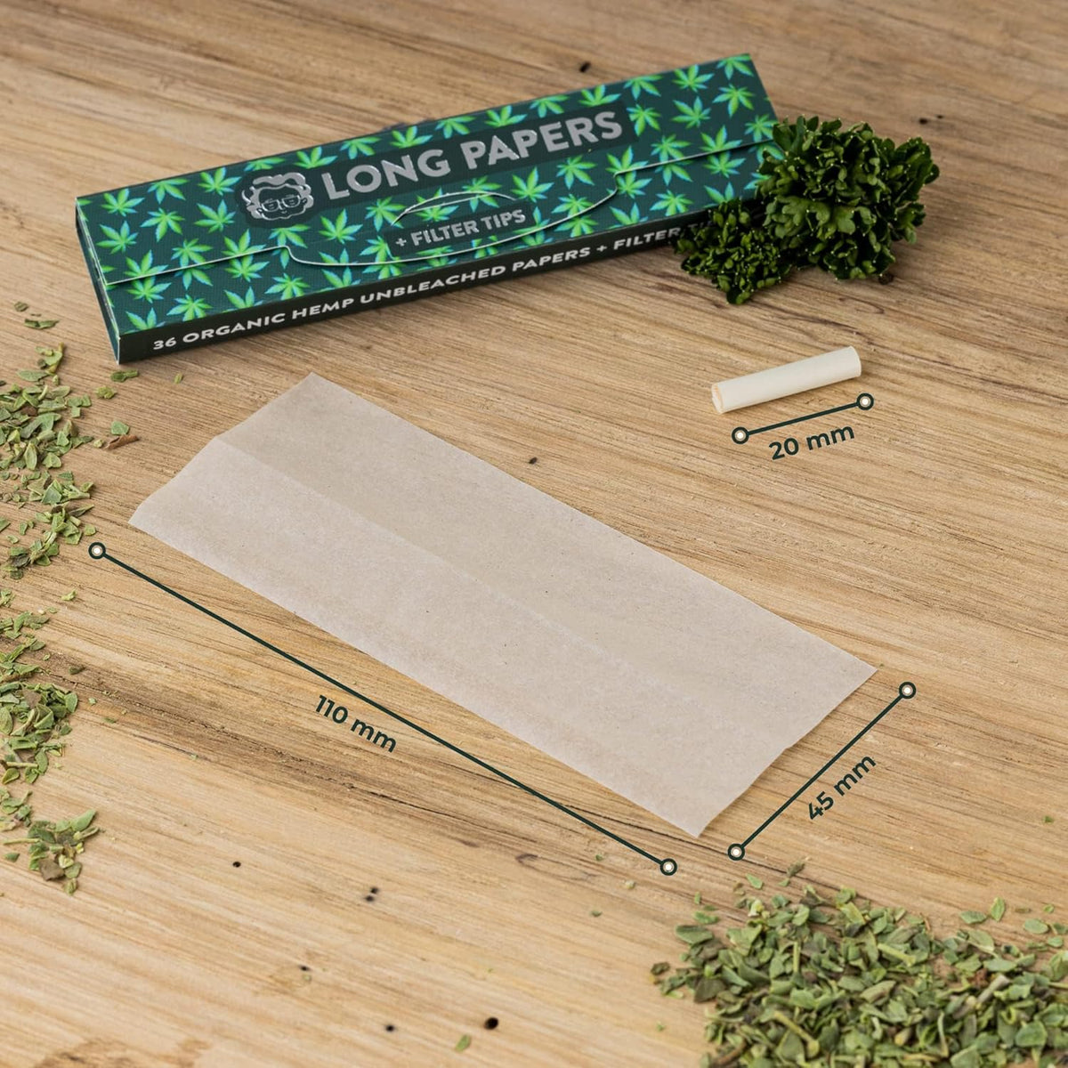4x Granny's new Long Papers aus Hanf mit Filtertips aus Baumwolle | 108 x 45 mm | King Size | 36 Blatt ungebleicht | 36 Tips aus Baumwolle | organic hemp mit Tips - Grannys Weed
