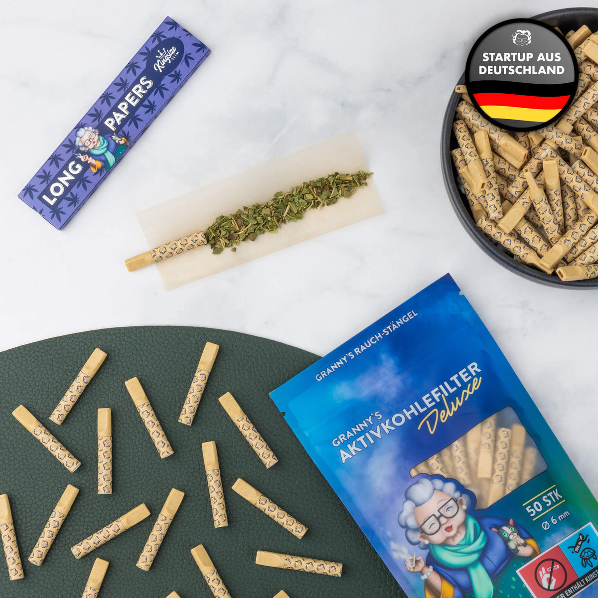 Granny’s Hybrid Aktivkohlefilter Deluxe – 6 mm, 50 Stück - Grannys Weed