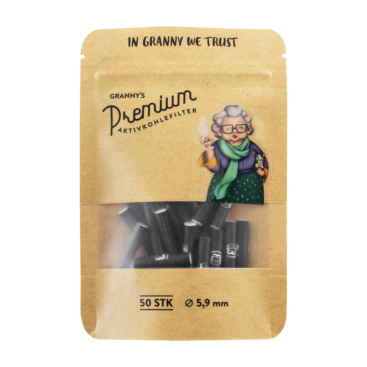 Slim Aktivkohlefilter 5,9 mm & 2 Hanf Long Papers – 50 Stück Set - Grannys Weed