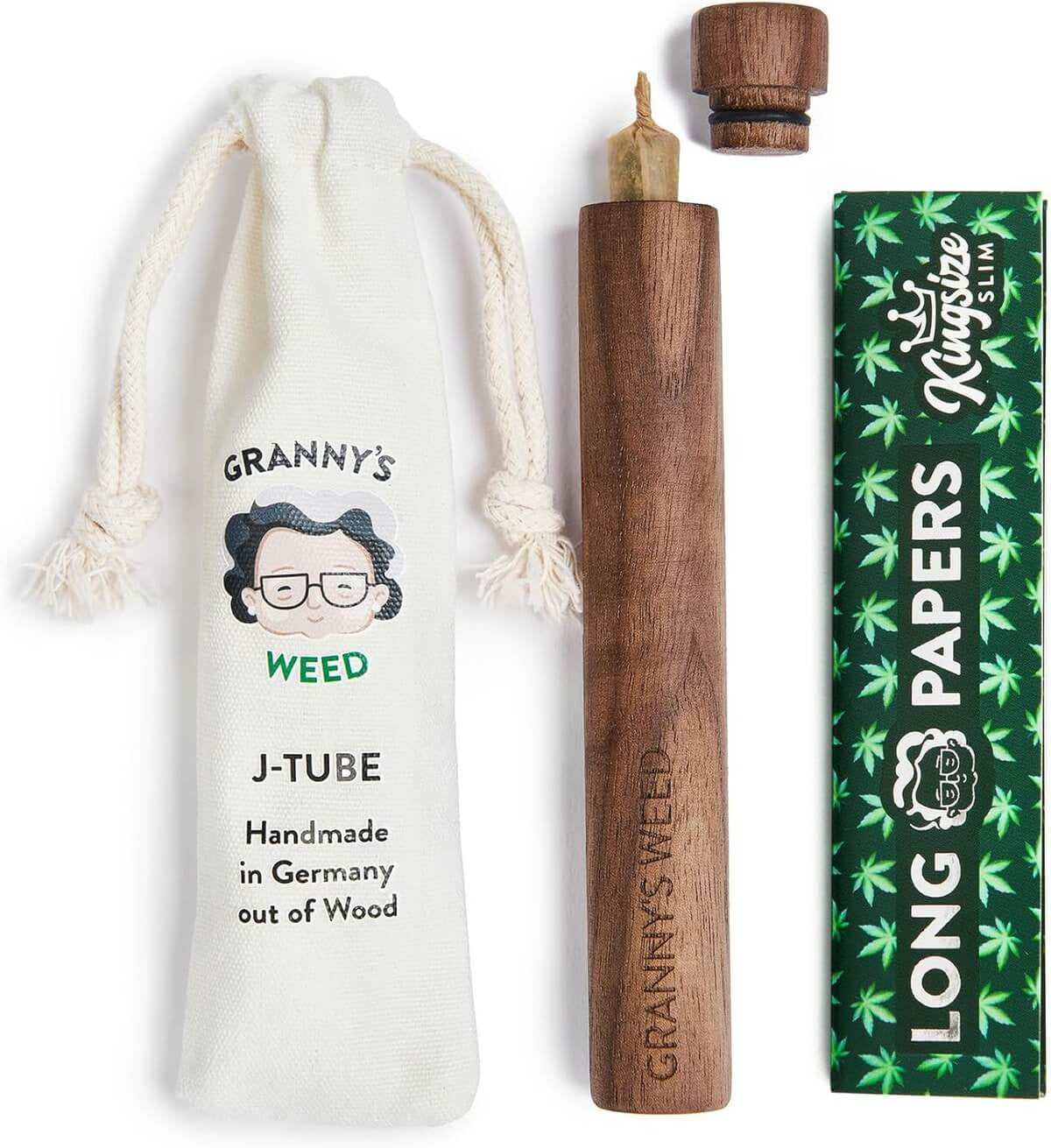 Granny’s Weed Joint-Hülle aus Walnussholz – 14 cm geruchsdicht, handmade in Germany
