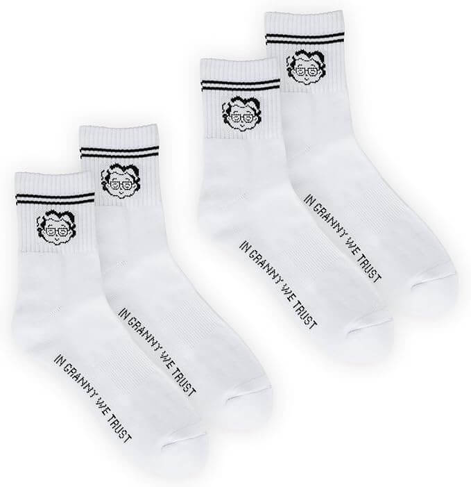 Doppelpaar Granny’s Weed Socken mit „In Granny We Trust“